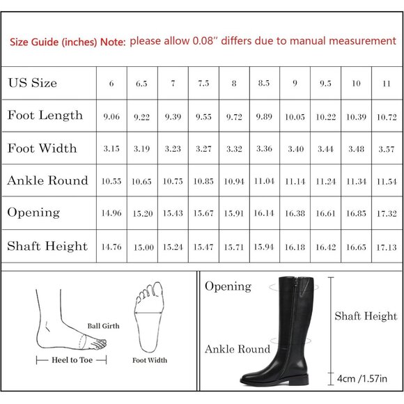 Women Polyurethane Pu Black Round Toe Flat Heel Side Zipper Knee High Tall Boots - Picture 7 of 7